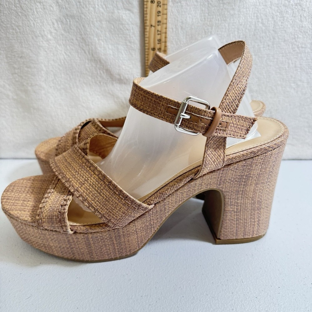 DOLCE VITA Cale Ankle Strap Slingback Platform Sandal LT Nat Raffia 9.5 Y2K Styl